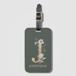 J Monogram Blommigt Personlig Bagagebricka