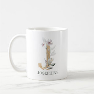 J Monogram Blommigt Personlig Kaffemugg