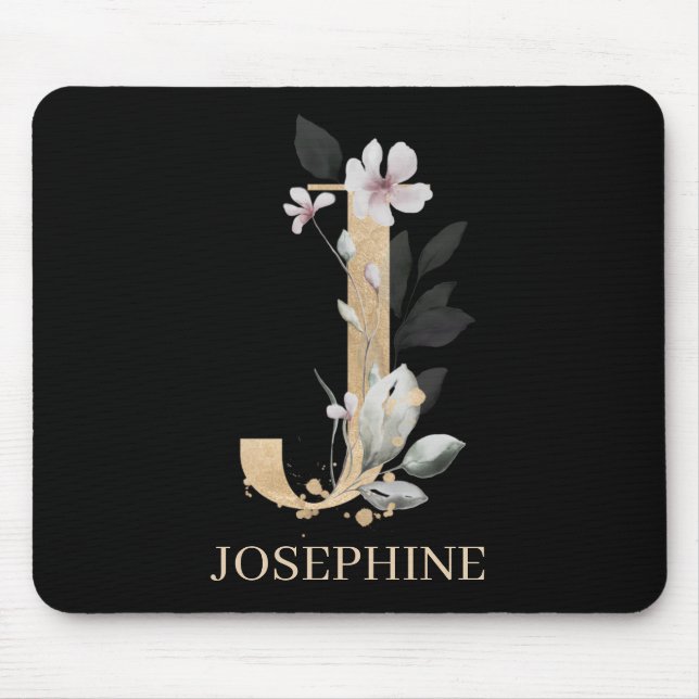 J Monogram Blommigt Personlig Mouse Pad Musmatta (Framsidan)
