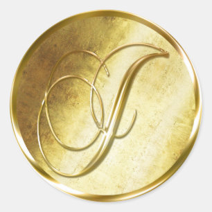 J Monogram Faux Guld kuvert Seal Stickers Runt Klistermärke
