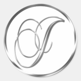 J Monogram faux Silver kuvert eller favoritförsegl Runt Klistermärke