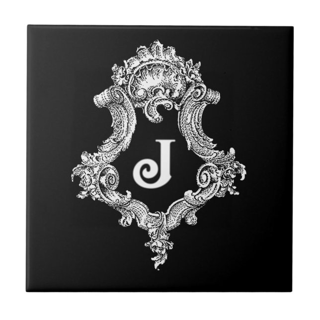 J Monogram Initial Kakelplatta (Framsidan)