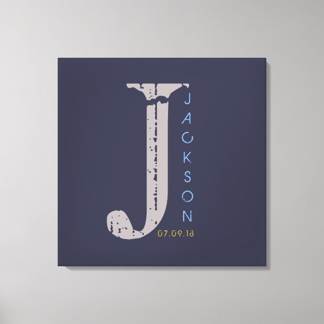 J Monogram Inloggningsnämnd för Bat mitzvah inlogg Canvastryck (Framsida)