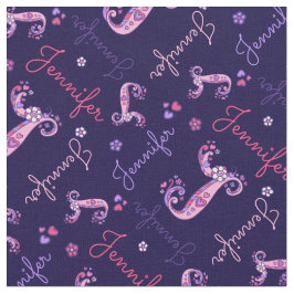 J monogram och personlig namn Jennifer-väv Tyg