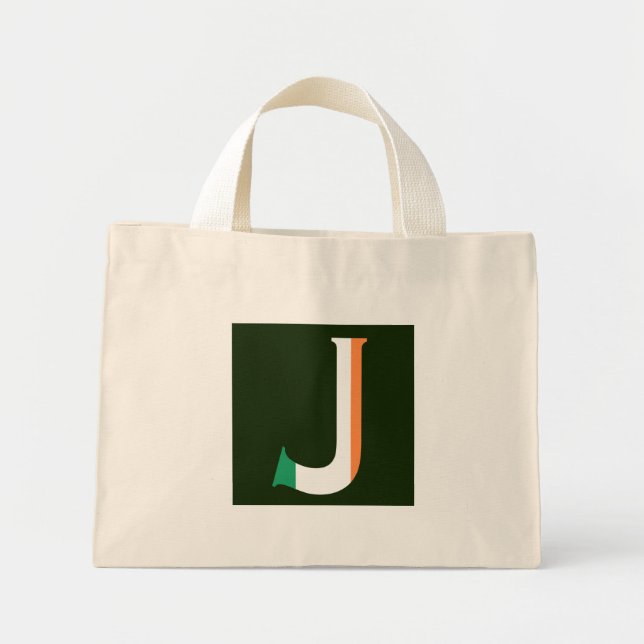 J Monogram överlade den irländska Flagga. Mini Tygkasse (Framsidan)