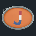 J Monogram överlagd på NLD-Flagga på eller under<br><div class="desc">J Monogram överlagrad på Nederländernas Flagga på orange bälte-låsbeslagets utformning © Trinkets and Sak 2022 - AHP Design. Alla Höger reserverade.</div>