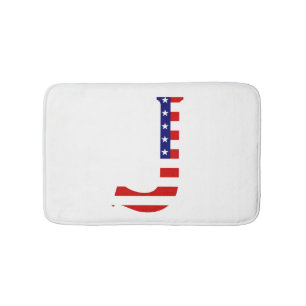 J Monogram överlagt på USA flagga Badrumsmatta