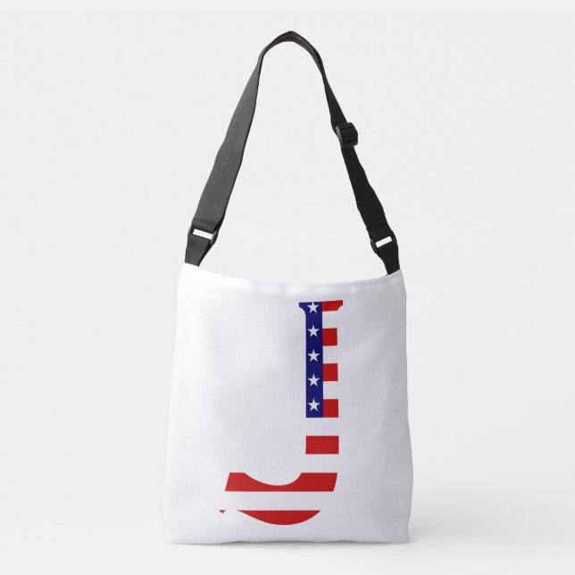 J Monogram övertäckt på USA flagga-slätting Axelväska (Framsida)