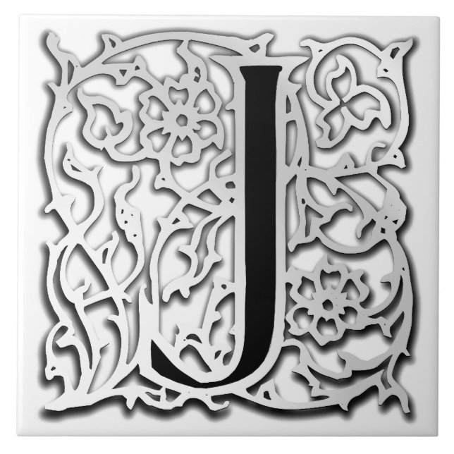 J Monogram "Silver Besque" keramiska plattan Kakelplatta (Framsidan)