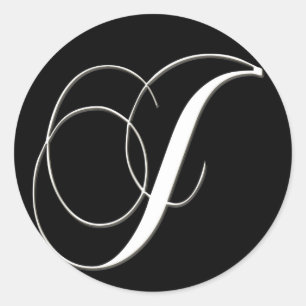J-monogram - svartvit elegant runt klistermärke