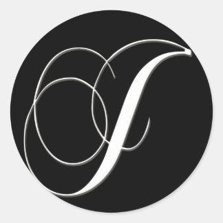 J-monogram - svartvit elegant runt klistermärke