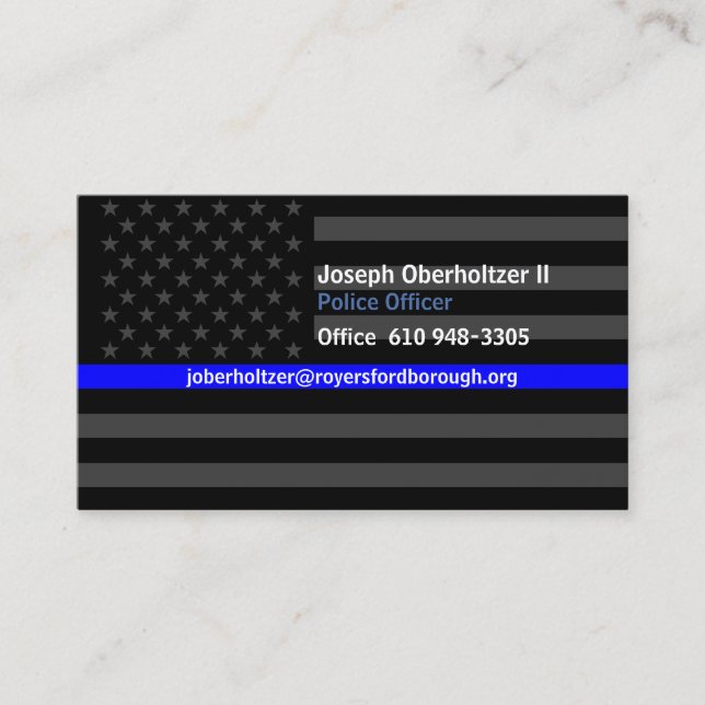  J. O. II Thin Blue Line American Flagga Contact Visitkort (Framsida)