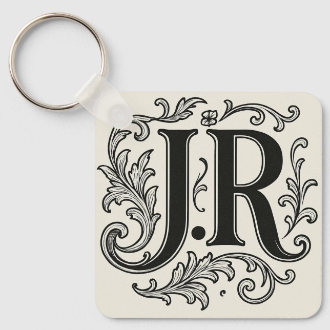 J.R Initialer med Decor Nyckelring (Framsida)