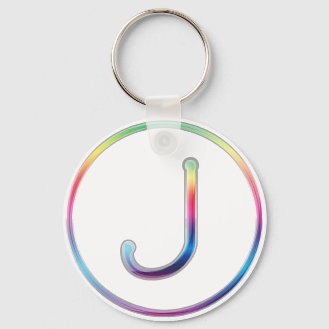 J Rainbow Monogram Keychain Nyckelring (Framsida)
