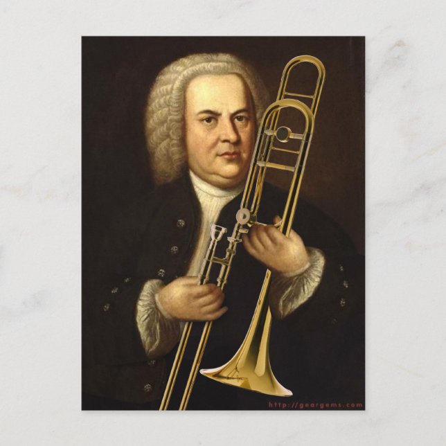 J.S. Bach med Trombone Vykort (Framsida)