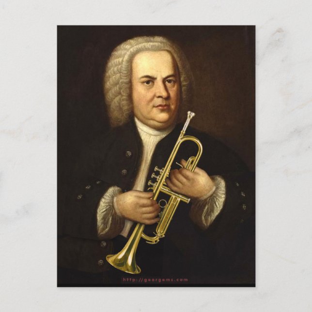 J.S. Bach med Trumpet Vykort (Framsida)