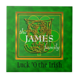 J "Tur of the Irish" Family Anpassningsbar Monogra Kakelplatta
