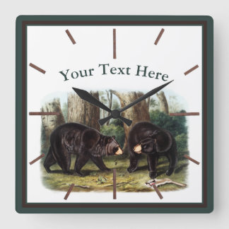 J.W. Audubon - Ursus Americanus (Svart björn) Fyrkantig Klocka