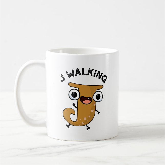 J Walking Funny Alphabet Pun Kaffemugg (Vänster)