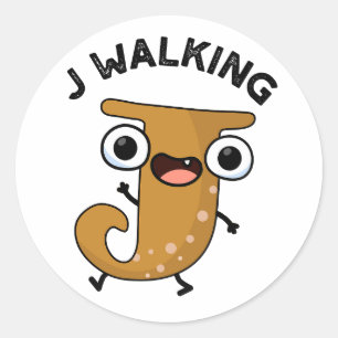 J Walking Funny Alphabet Pun Runt Klistermärke