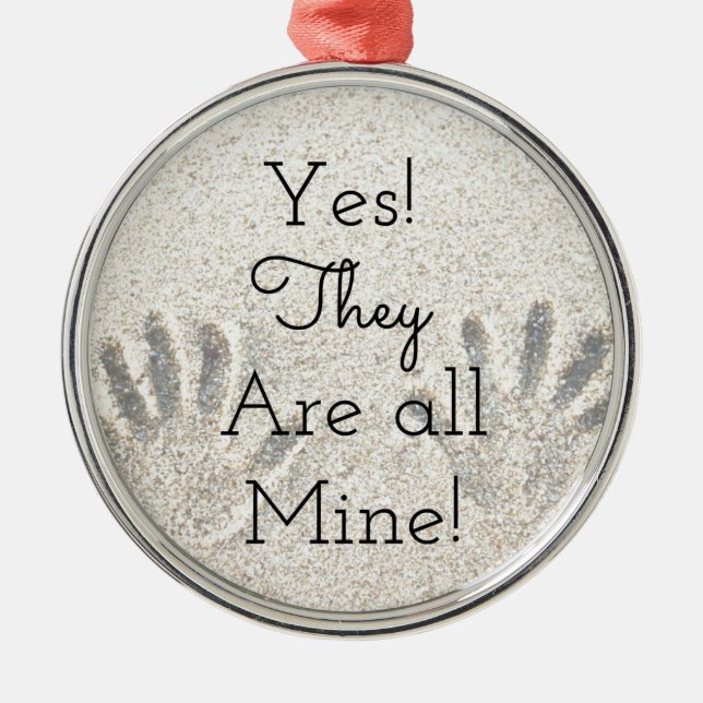 Ja är de ALLA min! Stor familj Julgransprydnad Metall (Framsidan)