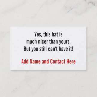 Ja är denna hatt mer trevlig…., visitkort