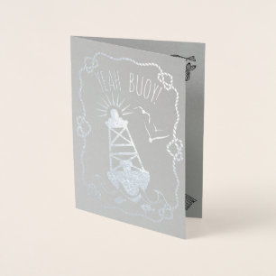 Ja Buoy Funny Nautical Pun   Grattis på födelsedag Folierat Kort