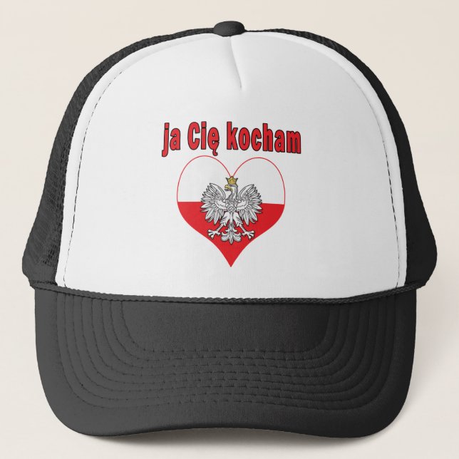 ja Cie kocham Eagle Heart Truckerkeps (Framsida)