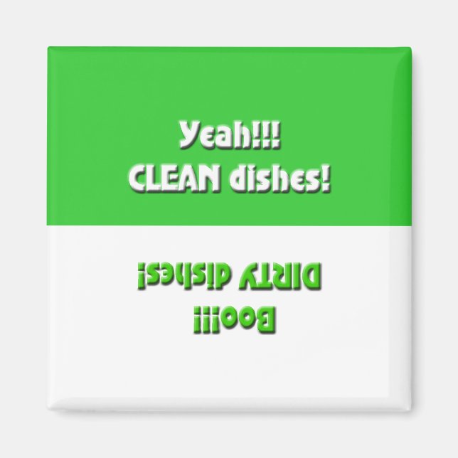 Ja Clean/Boo Dirty-Grönt Dishwasher Magnet (Framsidan)