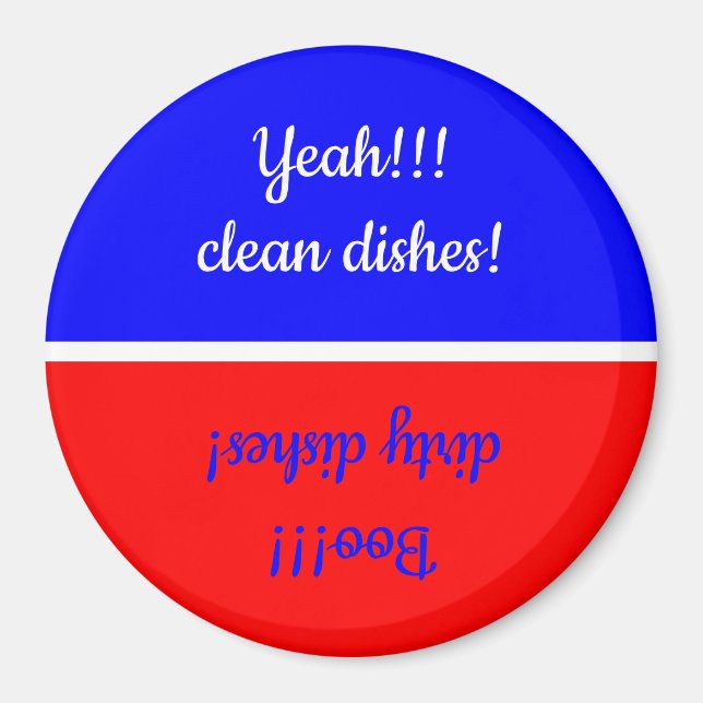 Ja Clean/Boo Dirty Red/White/Blue Dishwasher  Magnet (Framsidan)