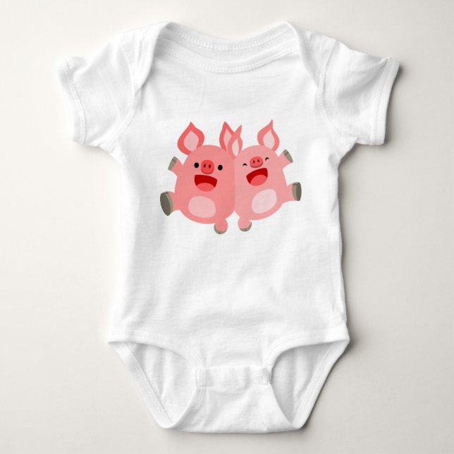 JA! Cute Tecknad Grisar Baby Creeper Tee (Framsida)