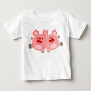 JA! Cute Tecknad Grisar Baby T-Shirt