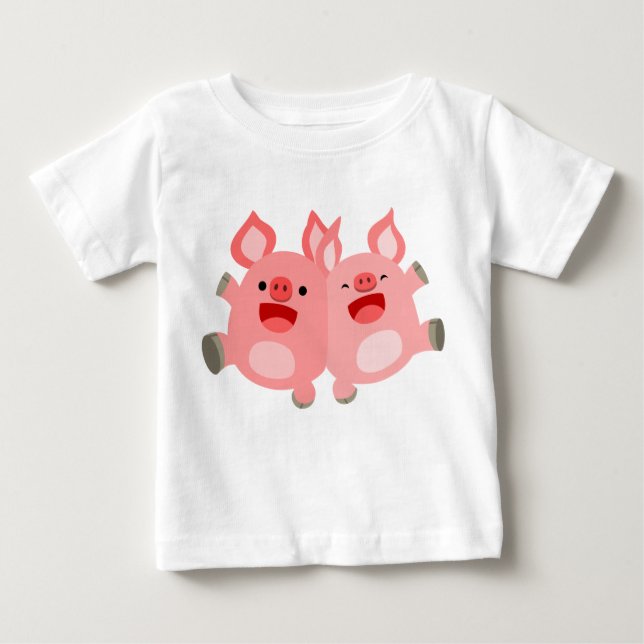JA! Cute Tecknad Grisar Baby T-Shirt (Framsida)