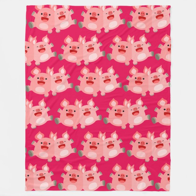 JA! Cute Tecknad Grisar Fleece Blanket (Framsidan)