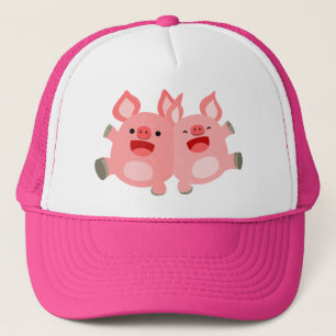 JA! Cute Tecknad Grisar Hat Truckerkeps