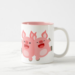 JA! Cute Tecknad Grisar Mugg