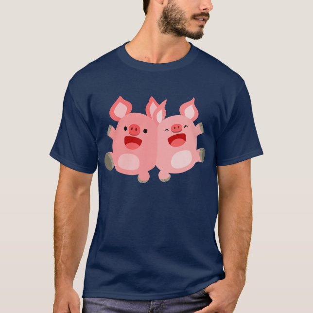 JA! Cute Tecknad Grisar T-Shirt (Framsida)