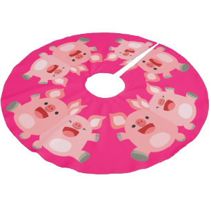 JA! Cute Tecknad Grisar Träd Skirt Julgransmatta Borstad Polyester