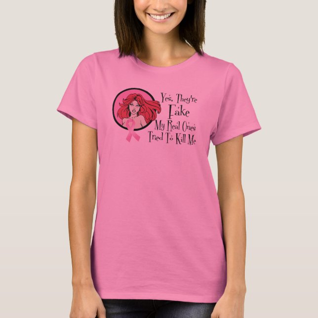 Ja, de är galna Rödhåriget Bröstcancer överlevande T-shirt (Framsida)