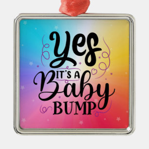 Ja, det är en Baby-klump - Gravid-meddelande Julgransprydnad Metall