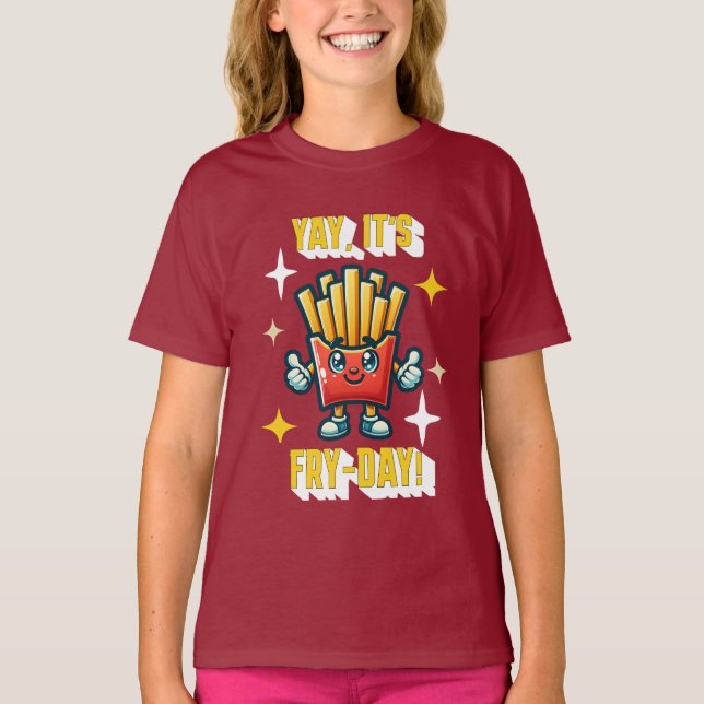Ja, det är Fry Day! Funny Kawaii Fransk Fries T Shirt (Framsida)