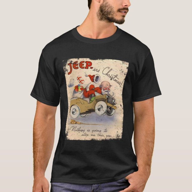 Ja, det blir en Willys Jul WW2 Retro Poster T Shirt (Framsida)