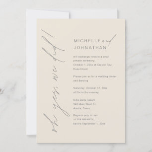 Ja, det gjorde vi, Bröllop Elopement Dinner Party Inbjudningar