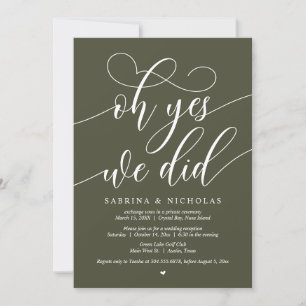 Ja, det gjorde vi, Bröllop Elopement Dinner Party Inbjudningar