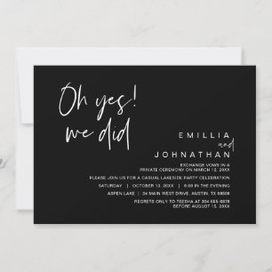 Ja, det gjorde vi, Bröllop Elopement Dinner Party Inbjudningar