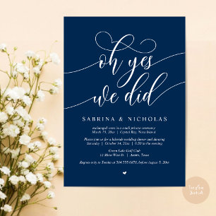 Ja, det gjorde vi, Bröllop Elopement Dinner Party Inbjudningar