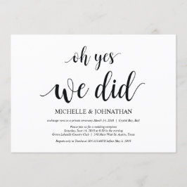 ja, det gjorde vi, bröllop elopement inbjudningsko inbjudningar