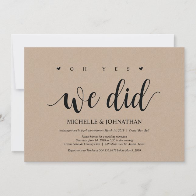 Ja, det gjorde vi, bröllop-inbjudan-kort inbjudningar (Framsida)