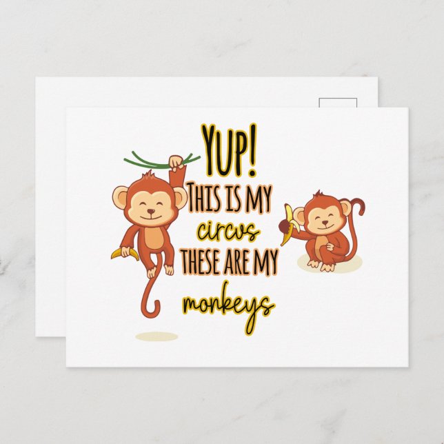 Ja! Det här är mina två apor. Vykort (Fram/baksida)