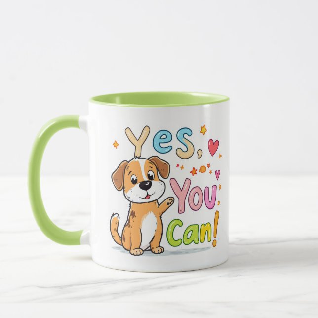 Ja, det kan du! Cute Motivational Hund Mugg (Vänster)